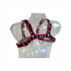 Leather Body – Harnais chaîne III en cuir, noir/rouge