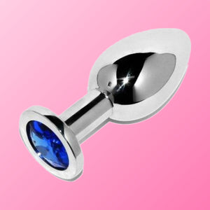 Metal Hard – Plug anal bijou bleu, acier 5,71 cm