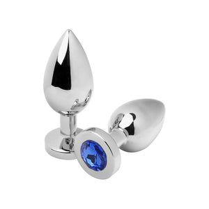 Metal Hard – Plug anal bijou bleu, acier 5,71 cm