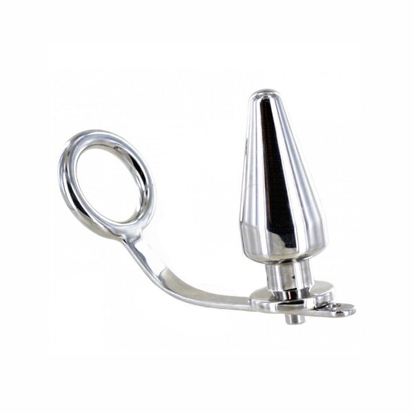 Metal Hard – Anneau en acier avec plug anal, 80 x 55 mm