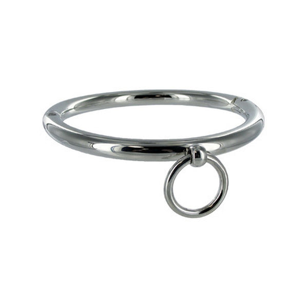 Metal Hard – Collier BDSM en métal chromé avec anneau, 18 cm