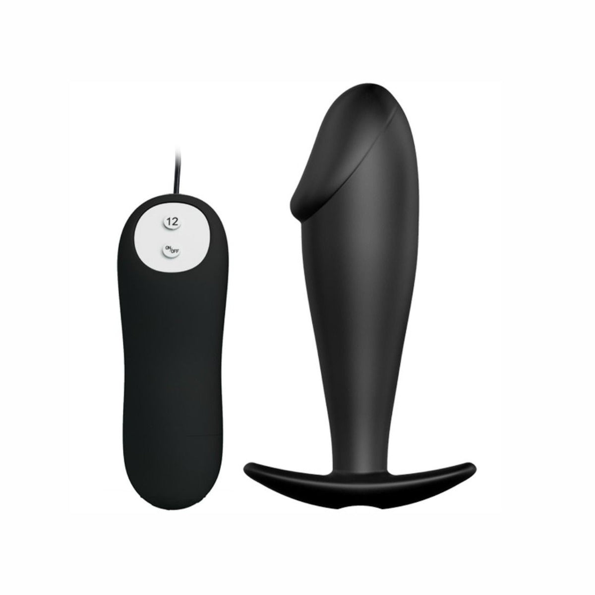 Pretty Love – Plug anal en silicone forme pénis et 12 modes de vibration noir
