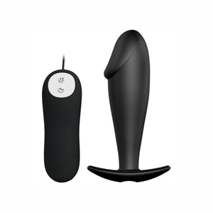 Pretty Love – Plug anal en silicone forme pénis et 12 modes de vibration noir