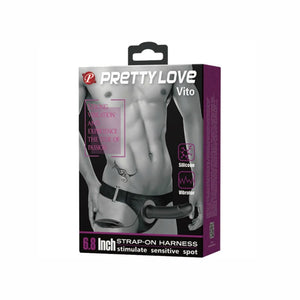 Pretty Love – Vito strap on avec gode creux et vibration 17.3 cm