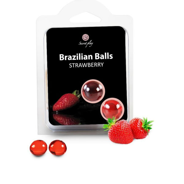 Secretplay – Boules brésiliennes de massage, fraise (lot de 2)